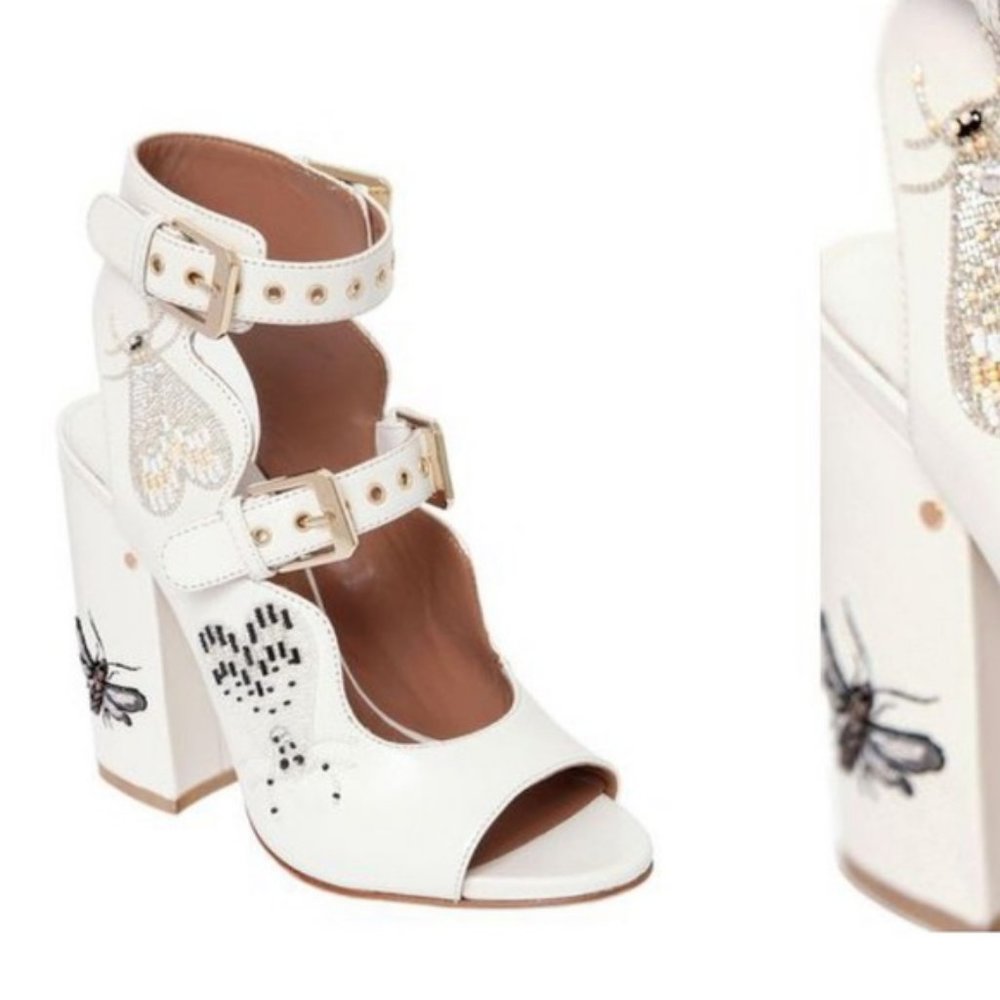LAURENCE DACADE NELEN EDEN BEADED IVORY WHITE SANDALS - Picture 5 of 16